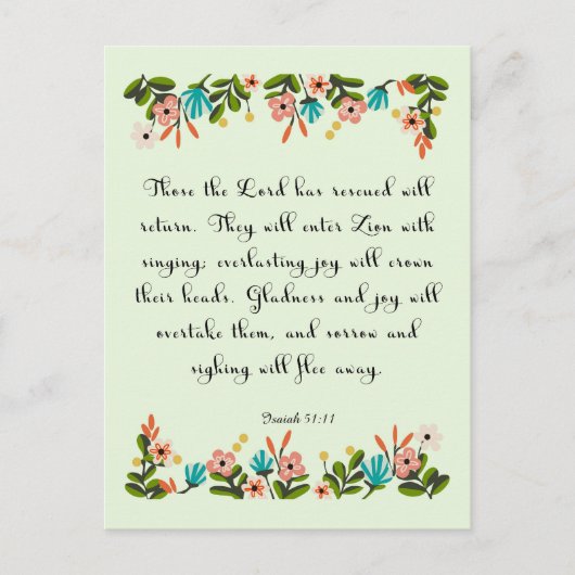 Förderung von Bibelversen Kunst - Isaiah 51:11 Postkarte (Vorderseite)