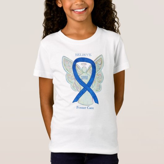 Förderung von Care Blue Awareness Ribbon Angel Shi T-Shirt (Vorderseite)