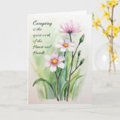 Förderung von Caregiver Heart Hands Aquarell Karte (Gelbe Blume)