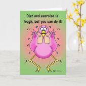 Förderung von Exercise Diet Funny Pink Flamingo Karte (Gelbe Blume)