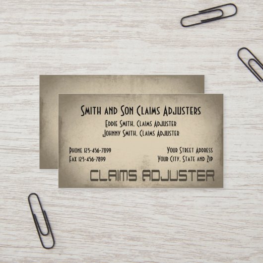 Forderungsadjuster Business Card Visitenkarte (Vorderseite/Rückseite Beispiel)