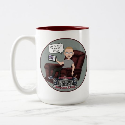 Fordman Kenneth Oaks: "Ich bin im falschen Chat!" Zweifarbige Tasse (Links)