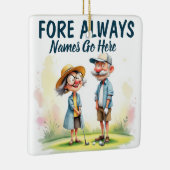 Fore Always Golf Couple Keramikornament (Rechts)
