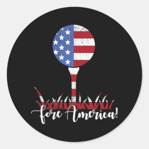Fore America Patriotic Golf Flag Runder Aufkleber