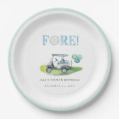 FORE Blue Mini Golf Birthday Paper Tellers Pappteller (Vorderseite)