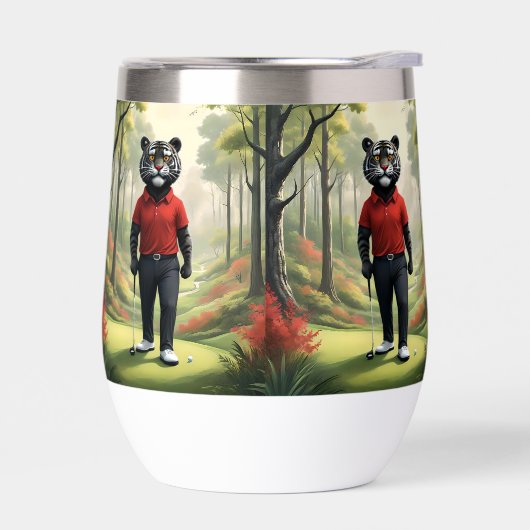 "Fore! Ein schwarzer Tiger, der Golf im Wald spiel (Links)