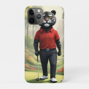 "Fore! Ein schwarzer Tiger, der Golf im Wald spiel Case-Mate iPhone Hülle