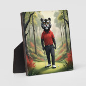 "Fore! Ein schwarzer Tiger, der Golf im Wald spiel Fotoplatte (Vorderseite)