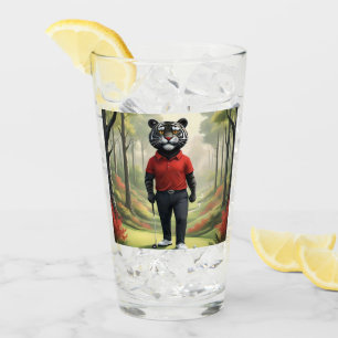"Fore! Ein schwarzer Tiger, der Golf im Wald spiel Glas