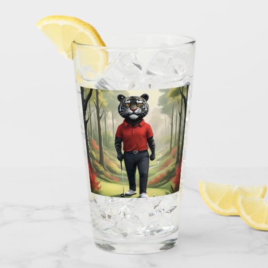 "Fore! Ein schwarzer Tiger, der Golf im Wald spiel Glas (Vorderseite Ice)