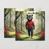"Fore! Ein schwarzer Tiger, der Golf im Wald spiel Save The Date (Vorne/Hinten)