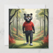 "Fore! Ein schwarzer Tiger, der Golf im Wald spiel Save The Date (Rückseite)