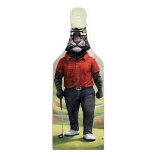 "Fore! Ein schwarzer Tiger, der Golf im Wald spiel Schneidebrett