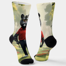 "Fore! Ein schwarzer Tiger, der Golf im Wald spiel Socken