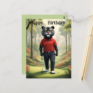 Fore: Ein Tiger spielt Golf, Geburtstag Postkarte