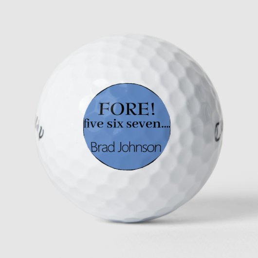 FORE fünf sechs sieben personalisierte Golfbälle (Vorderseite)