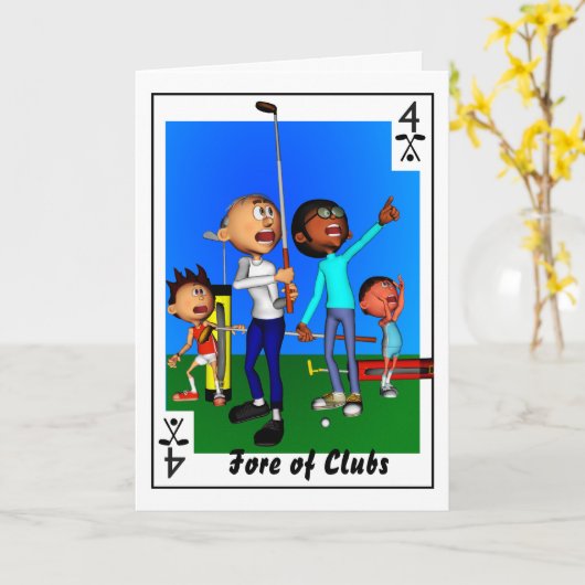 Fore of Clubs Karte (Gelbe Blume)