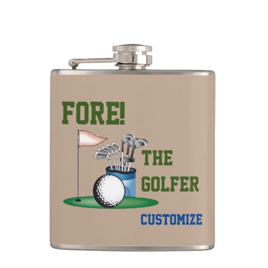 Fore the Golfer Vinyl Wrapped Flask Flachmann (Vorderseite)