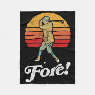 Fore! Vintage Golfschwung Retro Stil Golfer Fleecedecke