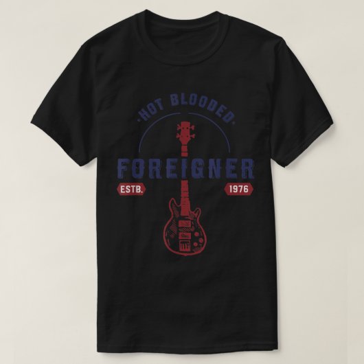 Foreigner Hot Blooded Guitar Officially Licensed T-Shirt (Design vorne)