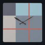 Forelle-blaues Grau-Baumwollsamen-orange Quadratische Wanduhr<br><div class="desc">.</div>