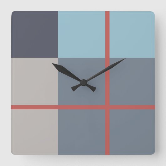 Forelle-blaues Grau-Baumwollsamen-orange Quadratische Wanduhr (Vorderseite)