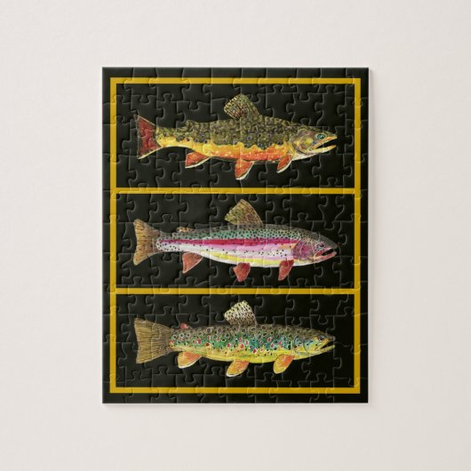 Forelle - Braune, Regenbogen, Brook Fisherman's Fu Puzzle (Vertikal)