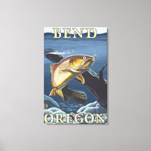 Forelle, die Querschnitt - Biegung, Oregon fischt Leinwanddruck