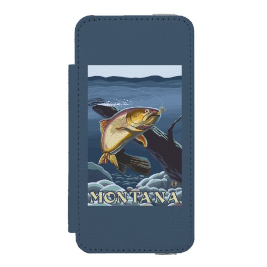 Forelle, die Querschnitt - Montana fischt Incipio iPhone Geldbeutel-Hülle (Folio Vorderseite)