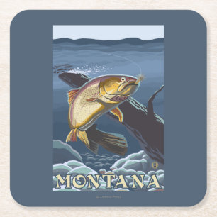 Forelle, die Querschnitt - Montana fischt Rechteckiger Pappuntersetzer