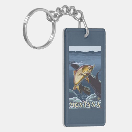 Forelle, die Querschnitt - Montana fischt Schlüsselanhänger (Vorderseite links)