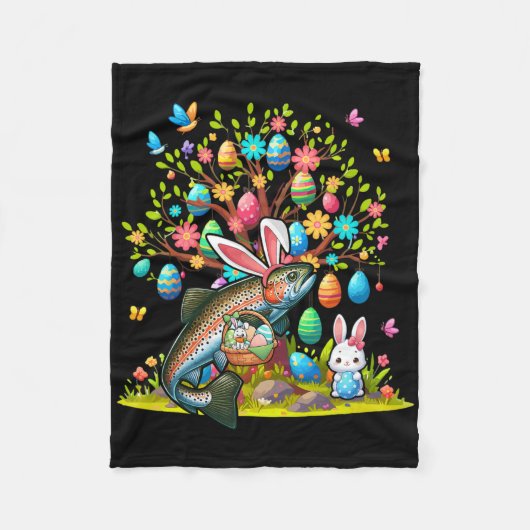 Forelle Fisch Bunny Ostern Eier Süße Baum Kostüm J Fleecedecke (Vorderseite)