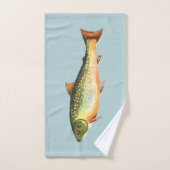 Forelle-Fisch-Muster auf Blauem und weißem Badhandtuch Set (Handtuch)