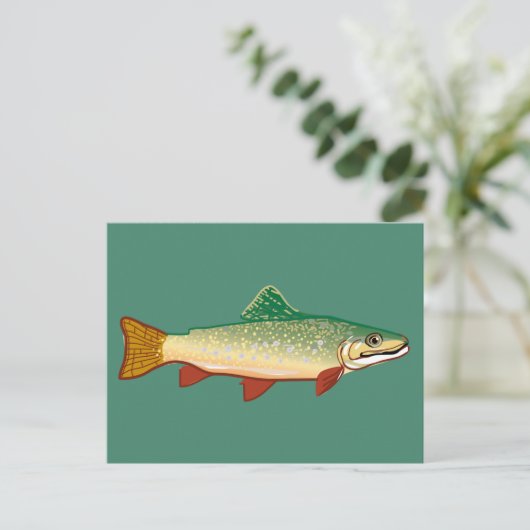 Forelle Fish Art Illustration Postkarte (Stehend Vorderseite)