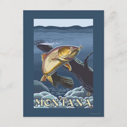 Forelle Fishing Cross-Section - Montana Postkarte (Vorderseite)