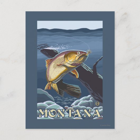 Forelle Fishing Cross-Section - Montana Postkarte (Vorderseite)