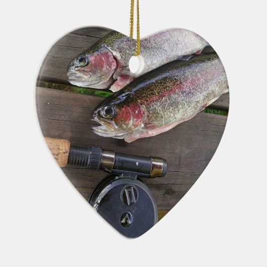 Forelle-Fliegen-Fischen Keramik Ornament (Rechts)