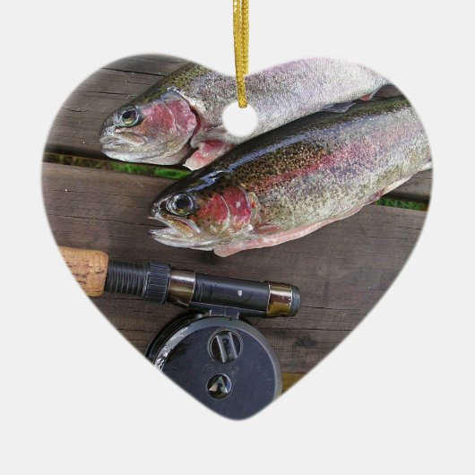 Forelle-Fliegen-Fischen Keramik Ornament (Vorne)