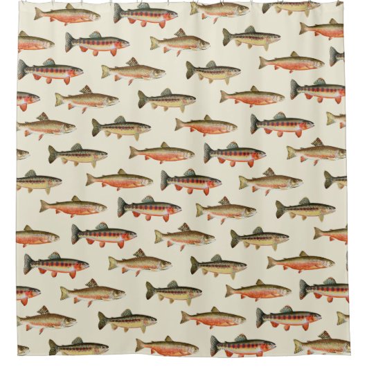 Forelle Galore Fischcreme Duschvorhang (Vorderseite)