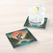 Forelle Glasuntersetzer (Schrägansicht)