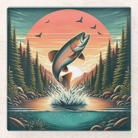 Forelle Glasuntersetzer (Vorderseite)