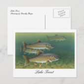 Forelle-Malerei Postkarte (Vorne/Hinten)