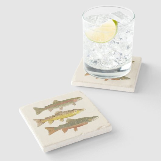 Forelle-Schönheits-Untersetzer Steinuntersetzer (Seitenansicht)