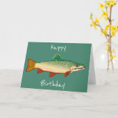 Forellefisch-Geburtstagskunst Karte (Gelbe Blume)