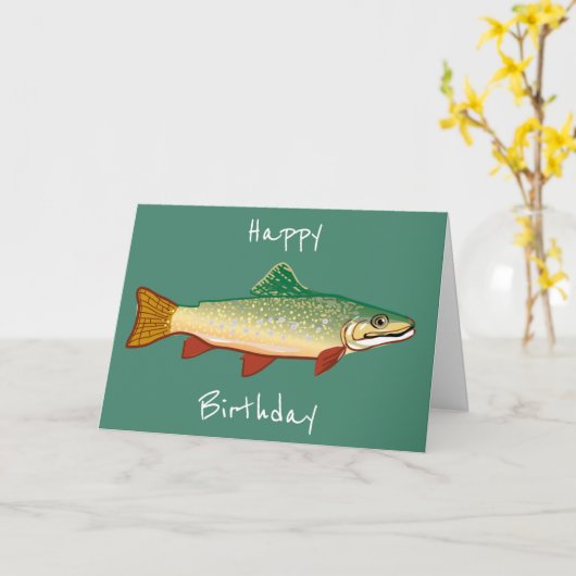 Forellefisch-Geburtstagskunst Karte (Gelbe Blume)
