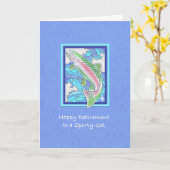 Forellen auf Sporty Gal-Rente Karte (Gelbe Blume)