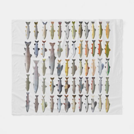 Forellen, Char, Grayling, Hucho und Whitefish Grou Fleecedecke (Vorderseite (Horizontal))