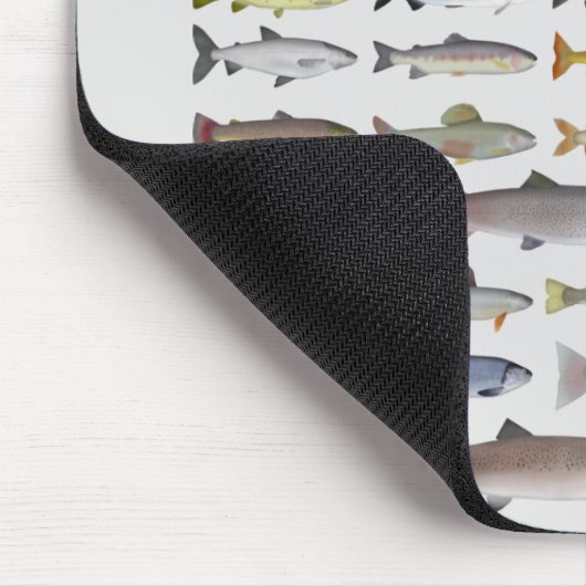 Forellen, Char, Grayling, Hucho und Whitefish Grou Mousepad (Ecke)