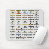 Forellen, Char, Grayling, Hucho und Whitefish Grou Mousepad (Mit Mouse)