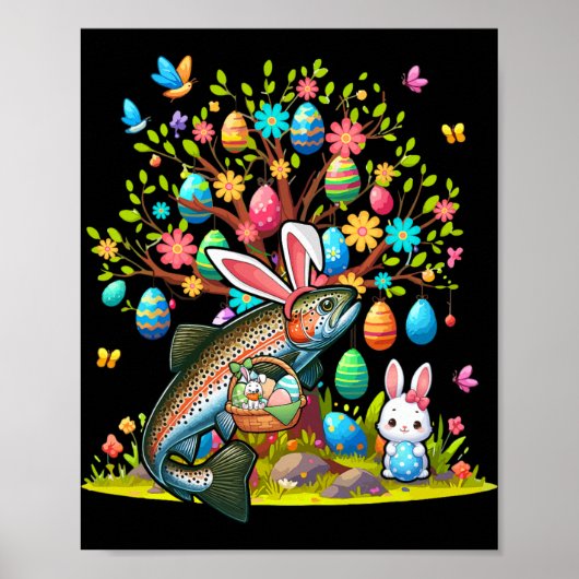 Forellen Fisch Bunny Ostern Eier Süße Baum Kostüm  Poster (Vorne)